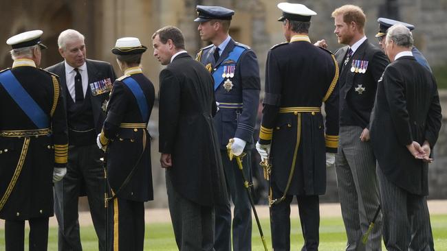 The royal family arrives for the committal service at Windsor Castle. Picture: WPA Pool/Getty Images)