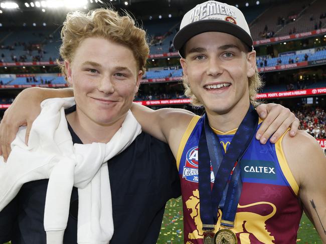 NCA. MELBOURNE, AUSTRALIA. September 28 , 2024. AFL Grand Final.  Sydney Swans vs Brisbane Lions at the MCG.  Born Smith medallist Will Ashcroft and his brother Levi    .  Pic:Michael Klein