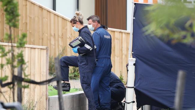 Police at the scene of a fatal shooting in Donnybrook last year. Picture: David Crosling