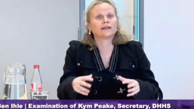 Kym Peake, Department of Health and Human Services secretary gives evidence to theVictoria Hotel Inquiry.