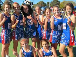 The Warwick Under 14 netball team won the Darling Downs Interdistrict Netball finals in Toowoomba on Sunday. (Back from left) Bec Lane, Sarah Mantova, Dimity Brackin, Leah Blakemore, Ella Harrison, Mikayla Rolfe, Bella Hoffman (front) Meg Eastwell and Jourdan Ellery. Picture: CONTRIBUTED