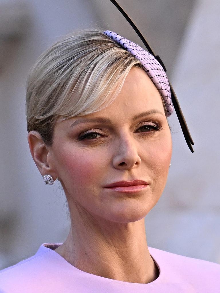 Princess Charlene can’t quite crack a smile on November 19, 2024 in Monaco. Picture: Stephane Cardinale/PLS Pool/Getty Images