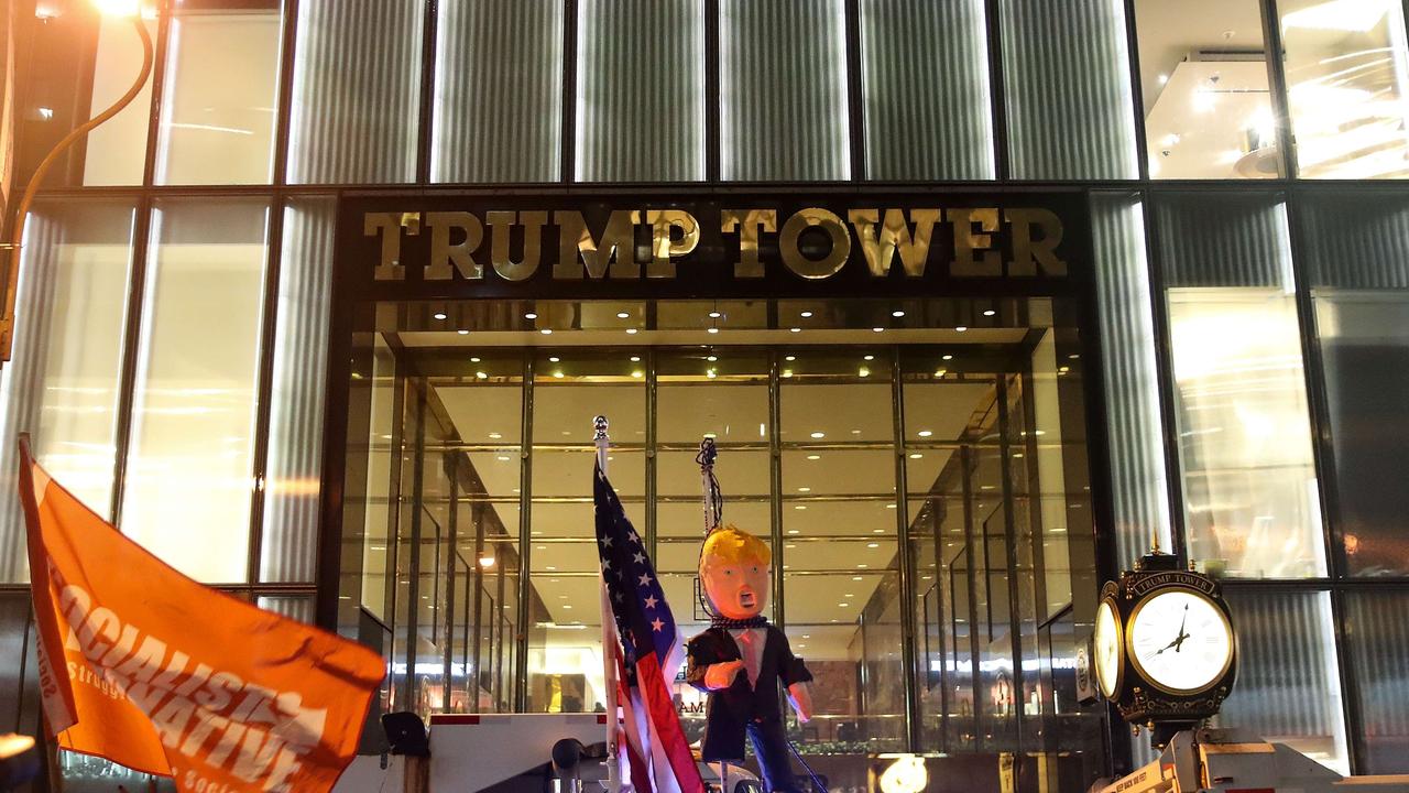 Protesters outside Trump tower after the Republican’s 2016 General Election win. Picture: Getty