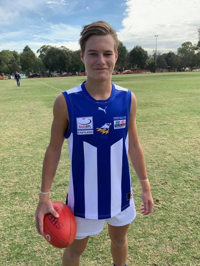 Preston ahead of his Ferntree Gully senior debut in 2019. He played the vast majority of his juniors with the Eastern league club. Picture: Ferntree Gully FC