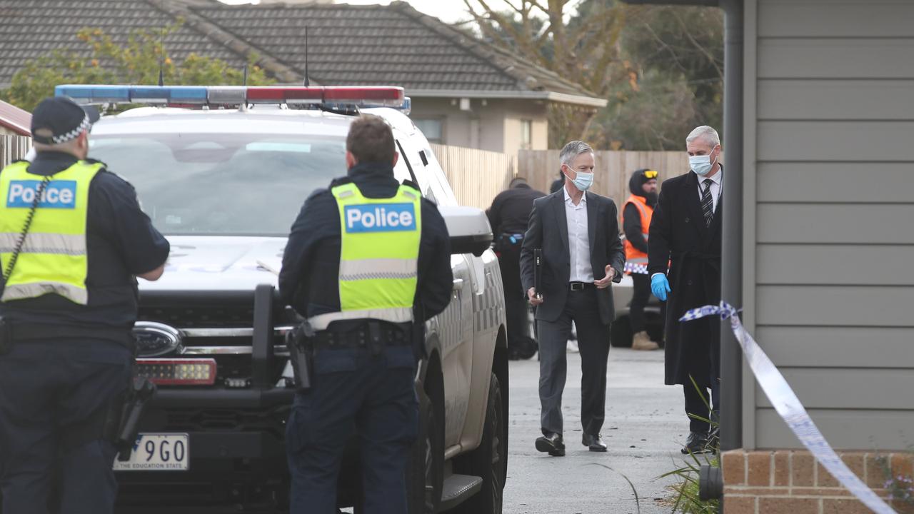 Police have set up a crime scene at the house on Bicknell Court. Picture: NewsWire / David Crosling