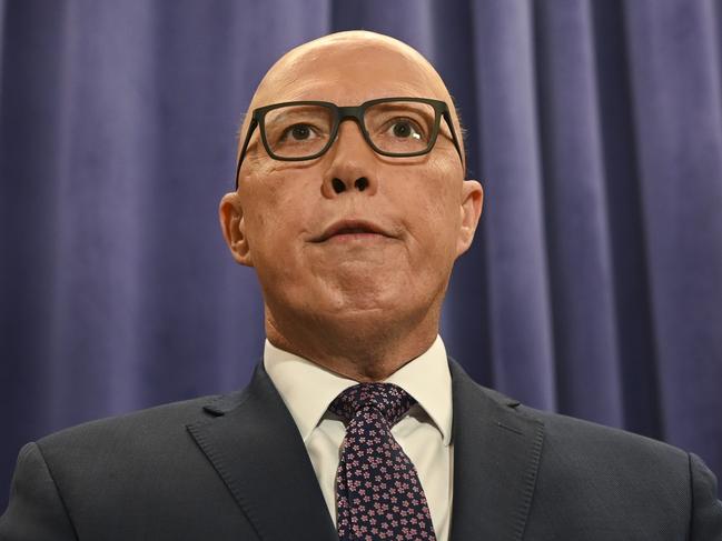 CANBERRA, AUSTRALIA, NewsWire Photos. JULY 31, 2023: The Leader of the Opposition Peter Dutton holds a press conference at Parliament House in Canberra. Picture: NCA NewsWire / Martin Ollman