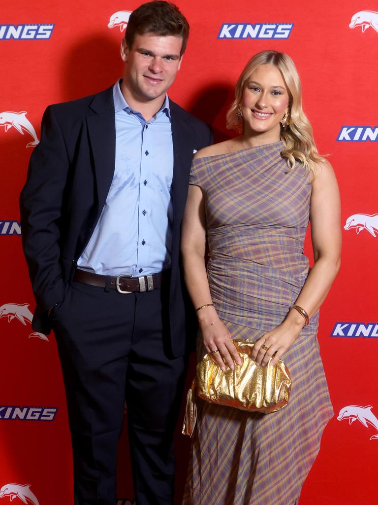 Lachlan Hubner with Madison Cordell at the Dolphins awards night on Thursday. Picture: Steve Pohlner