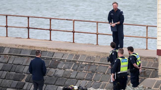 Police at the scene. Picture: Alan Barber