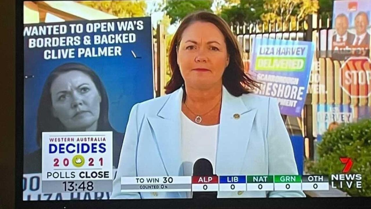 Liza Harvey was doing a live cross on television with an unfortunate background. Picture: The Bell Tower Times