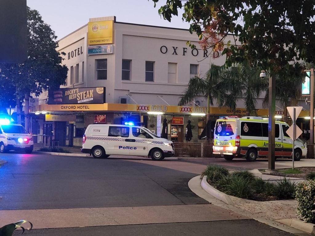 File image of emergency services outside the Oxford Hotel in East Street, Rockhampton.