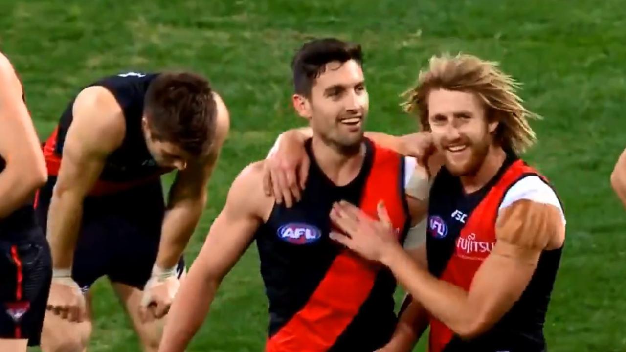 David Myers and Dyson Heppell share a smile.