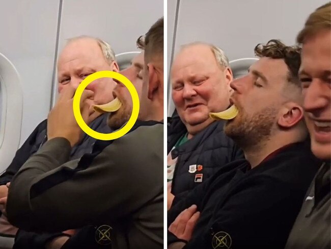 A sleeping plane passenger fell victim to one of the great pranks. Pictures: Reddit