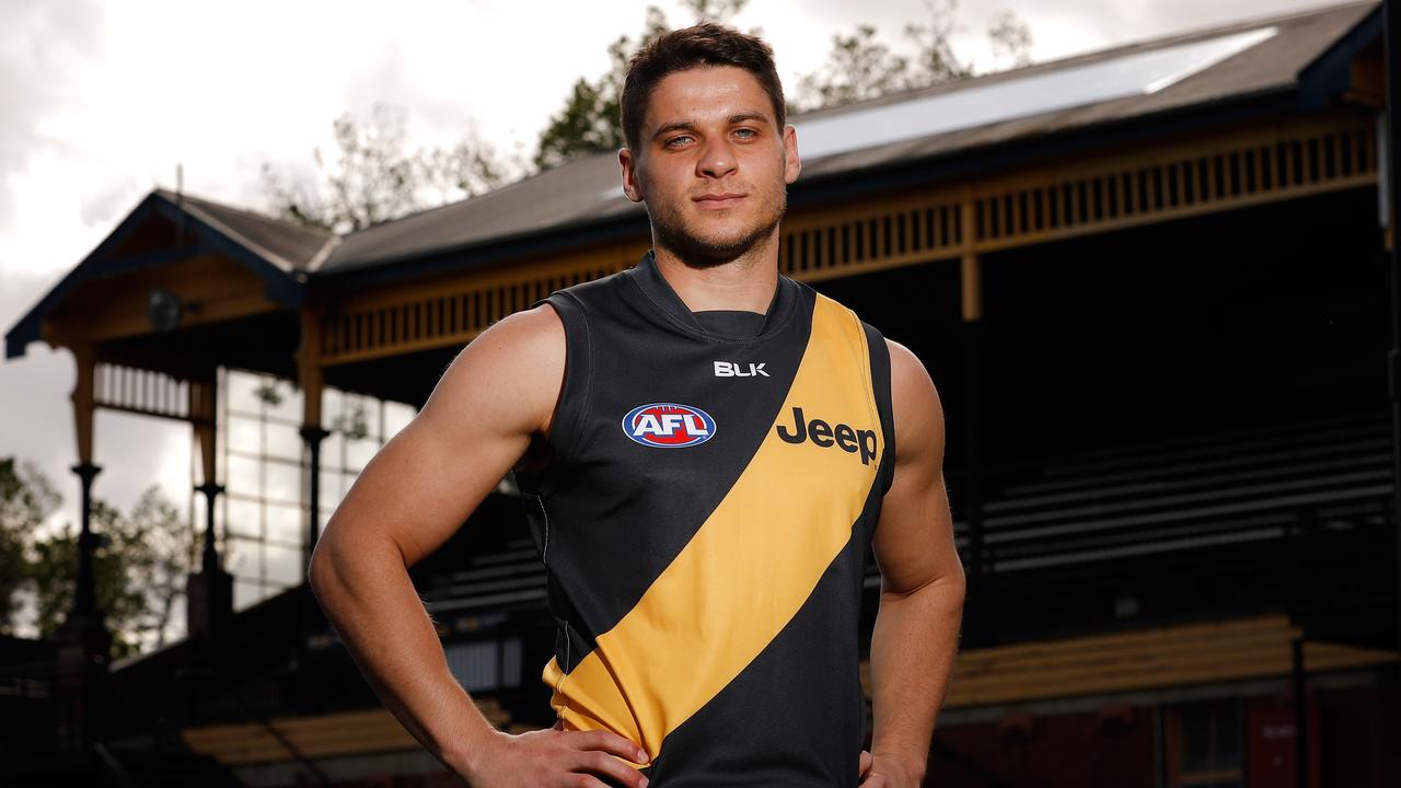 Dion Prestia after joining the Tigers in the 2016 trade period. Picture: Michael Willson/AFL Media