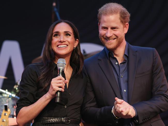 Meghan Markle speaks on stage at the Invictus Games reception. Picture: Getty Images