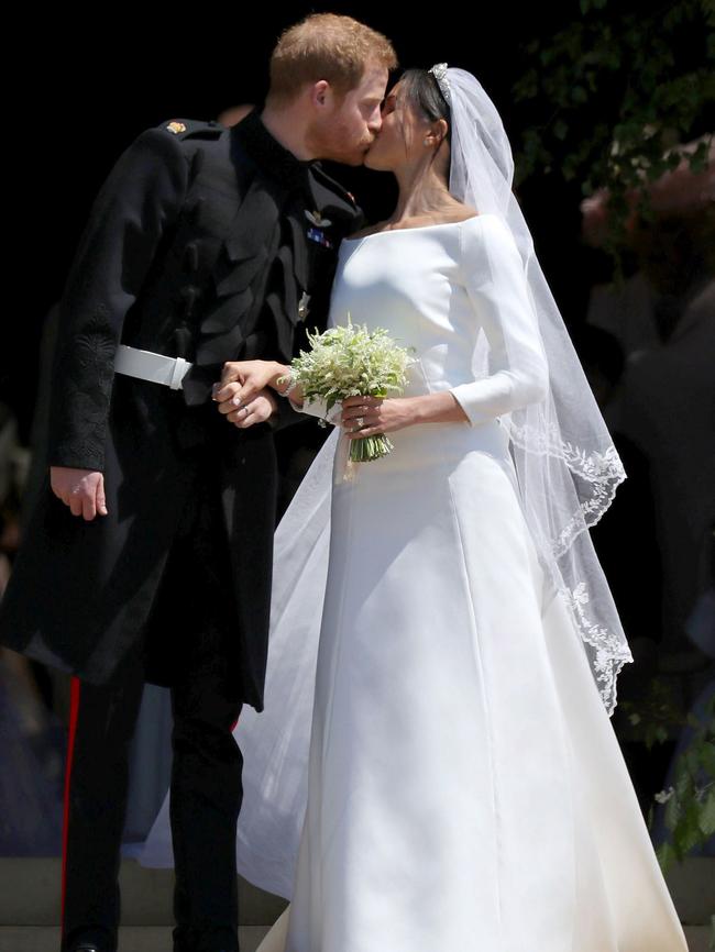 Meghan Markle’s wedding dress. Picture: Givenchy/Mega Agency