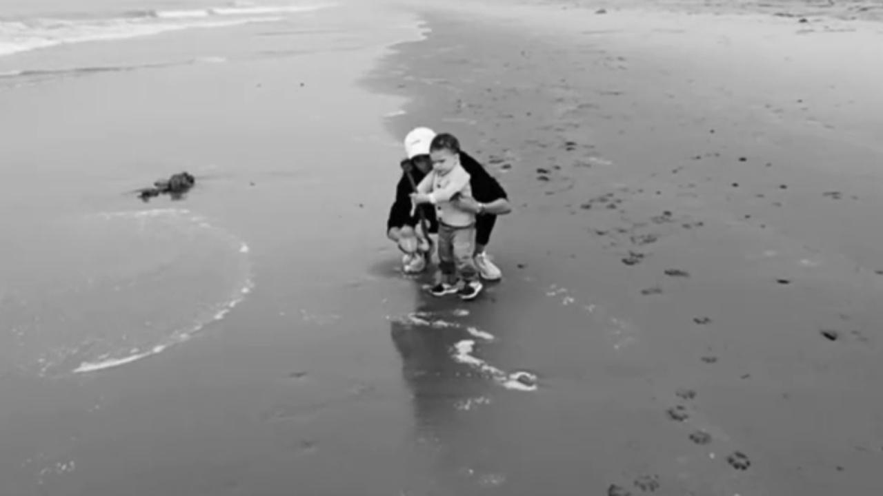 Footage was shown of Archie with his mum. Picture: Screengrab