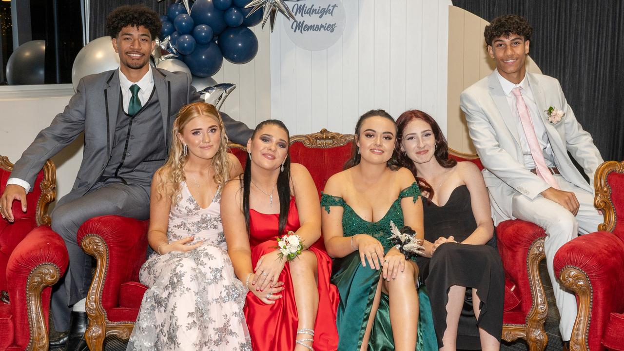 Ben Vosaki, Dallas Olm Primrose, Payton Douglas, Sara-Jayne Ryan, Vienna Passfield and Tarrell Mooney at Mackay State High School, Mackay Turf Club Saturday 14 October 2023 Picture: Michaela Harlow
