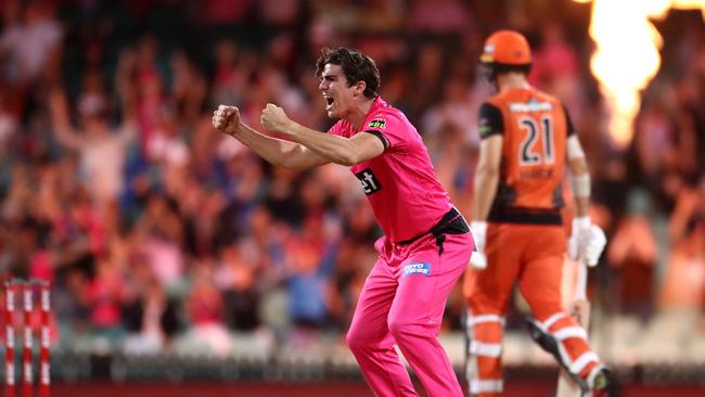 Sean Abbott celebrates claiming the wicket of Ashton Turner. Picture: Getty Images