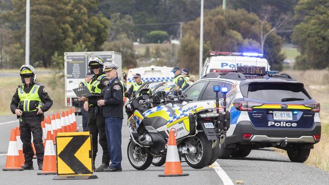 Police during the launch of Operation Safe Arrival at Cambridge. Picture: Chris Kidd