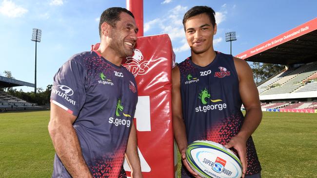 George Smith (left) made his Super Rugby debut before new teammate Jordan Petaia was born.