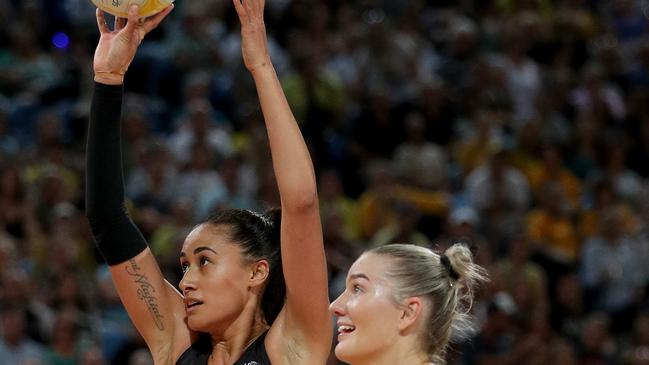 Maria Folau of New Zealand shoots during Game Four of the Constellation Cup between Australia and New Zealand.