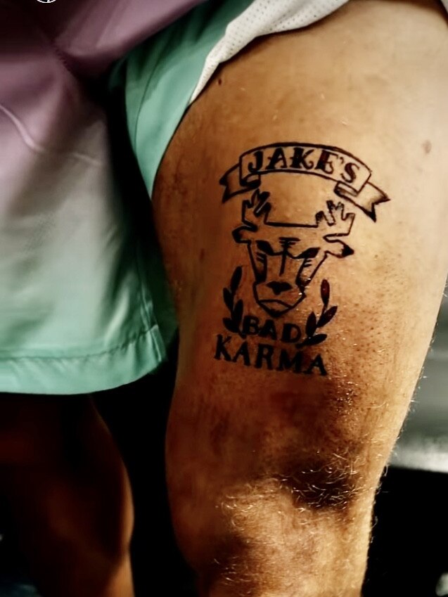 Boxing champion Mairis Briedis went to great lengths to secure a fight against YouTube star Jake Paul, including getting his tattoo in his thigh saying 'Jake's Bad Karma'.