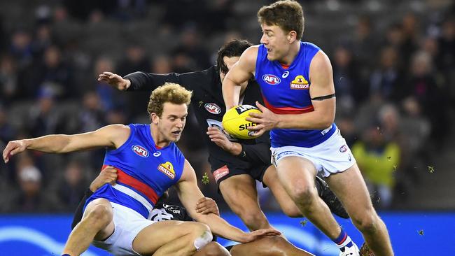 Jackson Macrae and the Western Bulldogs should be able to run away with a win over Adelaide. Picture: Getty Images