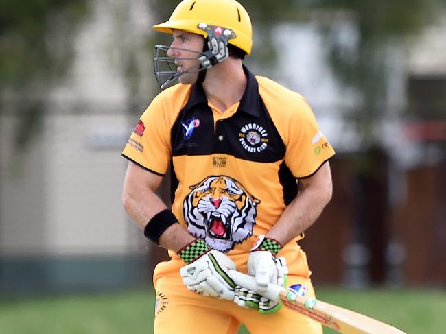 VSDCA Cricket: Yarraville v Werribee at Yarraville Oval. Batsman Matthew Dean. Picture: Steve Tanner