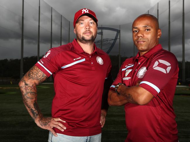 Enrique with Gold Coast Premier League club Coomera Head coach Steve MacDonald .Photograph : Jason O'Brien