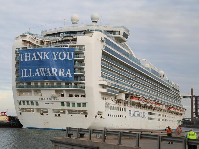 The Ruby Princess leaves Port Kembla in Wollongong. Picture; AAP.