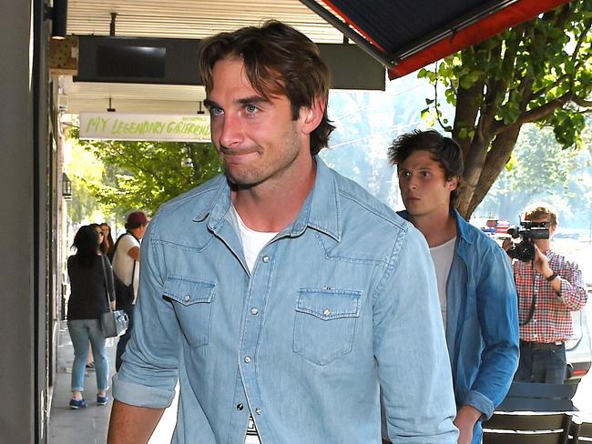 Jobe Watson arrives at The Botanical where Essendon players meet after being not guilty of doping. Picture: Jake Nowakowski