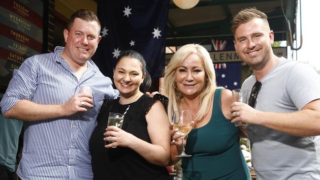 Enjoying a drink at The Glenmore Hotel at The Rocks on Australia Day 2025 are Aaron Lind , Katrina Kap, Marie Vlahos and James Pearson. Picture: Richard Dobson