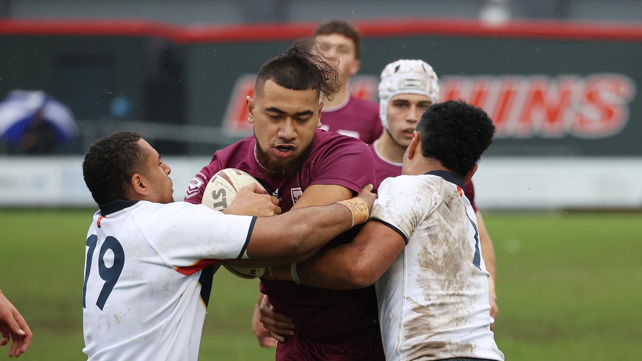 QLD player 18, Immanuel Kalekale, ASSRL National Semi-finals, QLD vs NSW CIS (18), Redcliffe. Picture: Liam Kidston