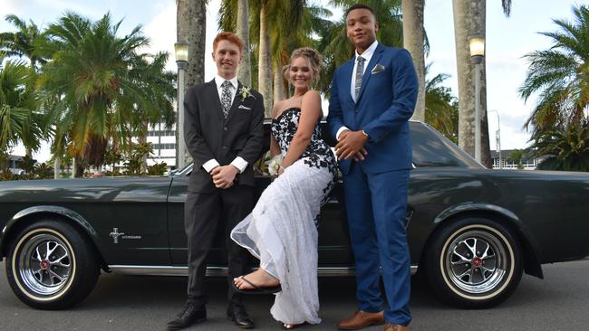 Edward Blines, Sarah Kaesler and Artur Desousa at the Mackay State High School formal at the MECC, on Wednesday November 18. Picture: Zizi Averill