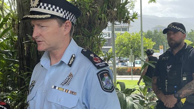 Acting Deputy Commissioner Mark Wheeler visited Cairns to announce the new Operation Uniform Theta, which will primarily focus on extra high-visibility officer patrols in intelligence-driven locations, including public spaces and residential areas. Picture: Alison Paterson