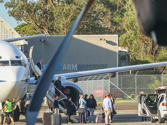 Prime Minister Scott Morrison Lands at HMAS Albatross Nowra on day one of the election campaign. Picture: Jason Edwards