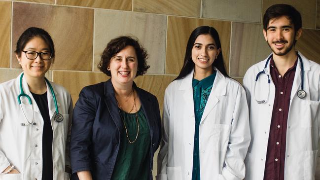 Bond University’s Eileen Truong, dean of medicine Kirsty Forrest, Saleha Khan and Sebastien Chin.