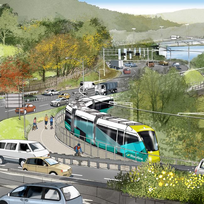 Images of the latest Hobart light rail proposal.