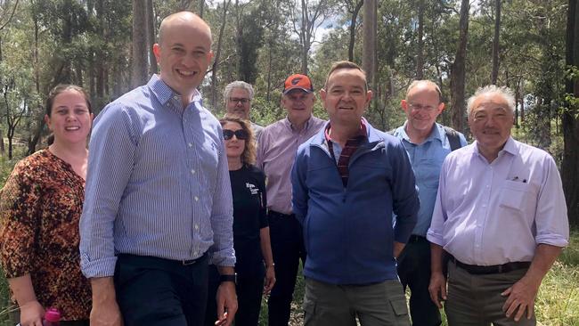 NSW Liberal Minister for Environment Matt Kean with Holsworthy MP Melanie Gibbons, Camden MP Peter Sidgreaves, Macarthur federal Labor MP Dr Mike Freelander and environmentalists and community members.