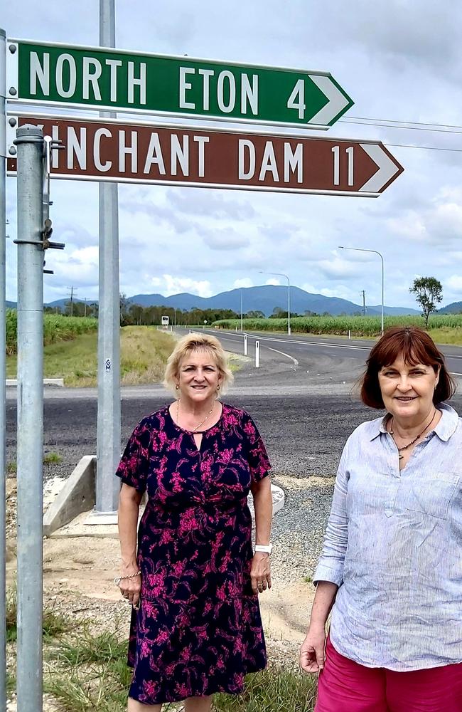 Capricornia MP Michelle Landry and Mackay MP Julieanne Gilbert celebrate the completed works on the Peak Downs Highway between Eton and Mackay. Picture: Duncan Evans