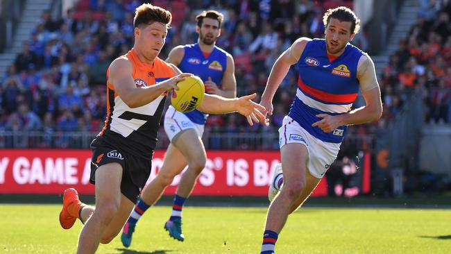 Toby Greene and Marcus Bontempelli will renew their rivalry early this season. Picture: AAP