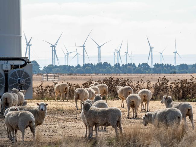 Wind turbines near Ballan in Victoria’s west. Picture: Jason Edwards