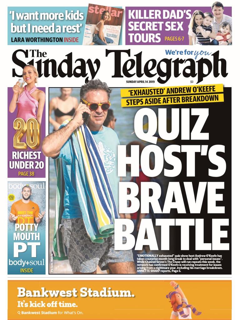 Sunday Telegraph front page for April 14