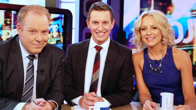 The Project co-hosts Peter Hellier, Rove McManus and Carrie Bickmore.