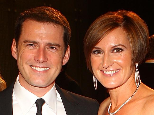 MELBOURNE, AUSTRALIA - MAY 01: TV personality Karl Stefanovic and his wife Cassandra Thorburn arrive on the red carpet ahead of the 2011 Logie Awards at Crown Palladium on May 1, 2011 in Melbourne, Australia. (Photo by Scott Barbour/Getty Images)