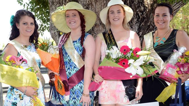 Kaytlyn Campbell, Rebecca Connor, Tammy Henson and Hope Woods take part in the 2013 Mullumbimby Showgirl competition. Picture: Patrick Gorbunovs