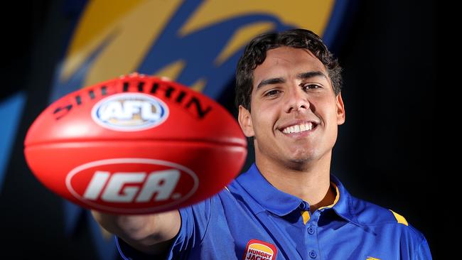 PERTH, AUSTRALIA - DECEMBER 14: Isiah Winder of the Eagles poses for a portrait during a West Coast Eagles AFL media session at Mineral Resources Park on December 14, 2020 in Perth, Australia. (Photo by Paul Kane/Getty Images)