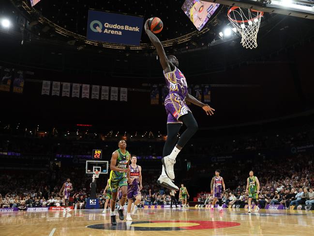 Bul Kuol throws down a dunk during the Kings win over the Phoenix. Picture: Getty