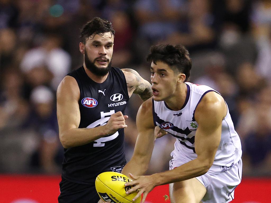 Adam Cerra in action against Carlton.