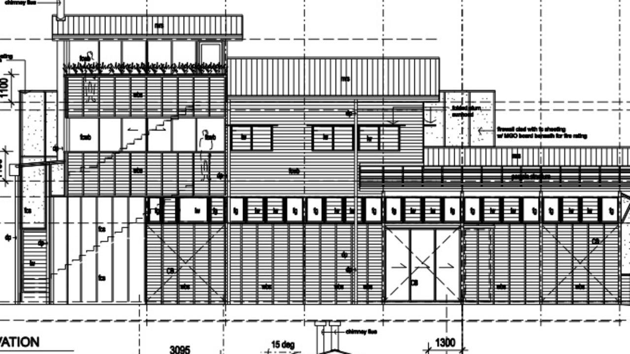 Plans for the proposed new Golden Breed Noosa store with its upstairs stay and roof garden.